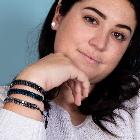 Heiliges Geom | Silberhämatit | Rotguss | Oktaeder-Armband